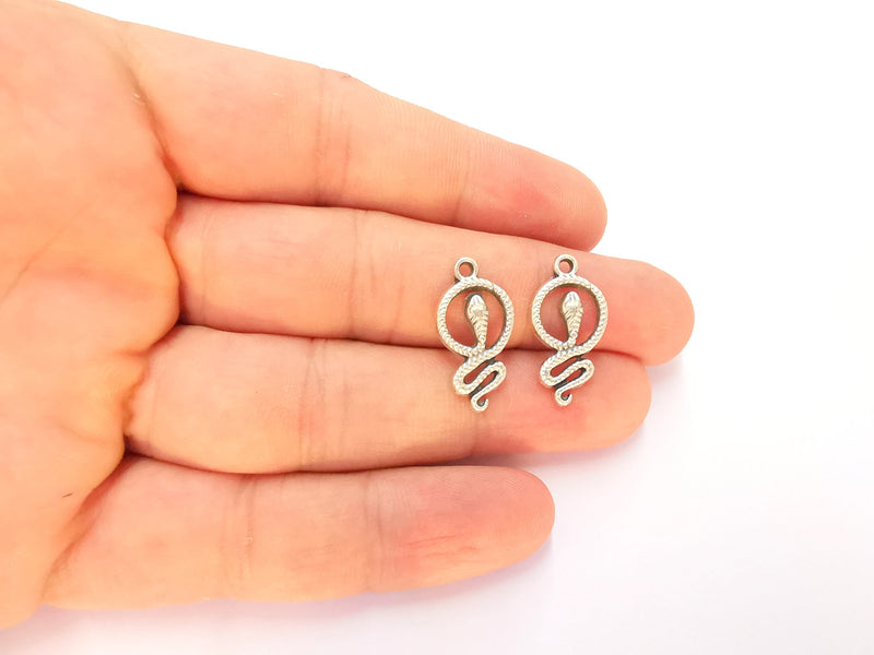 10 Snake Charms Antique Silver Plated Charms (23x12mm)  G22497