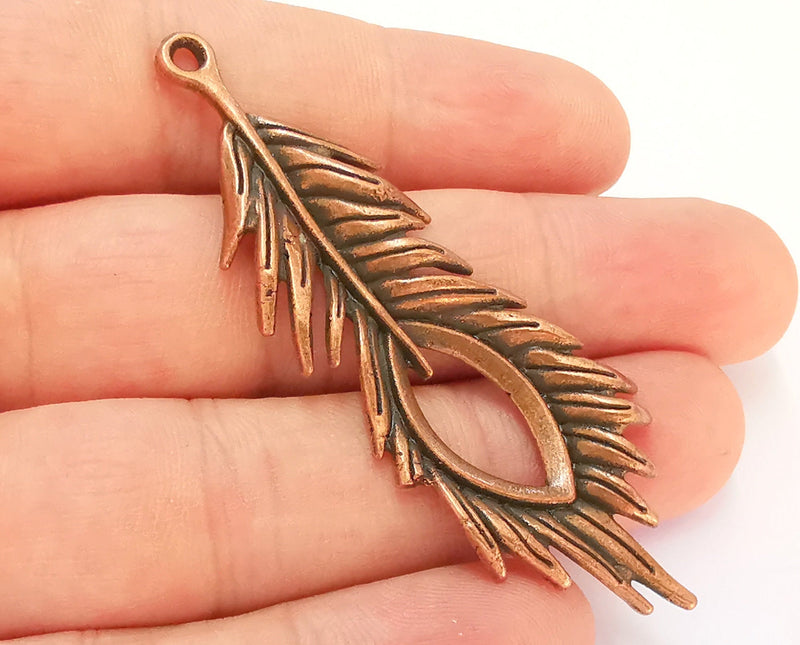 2 Monstera Leaf Charms Antique Copper Plated Charms (71x27mm)  G22501