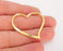 2 Heart Charms 24k Shiny Gold Plated Charms (39x35mm)  G22915