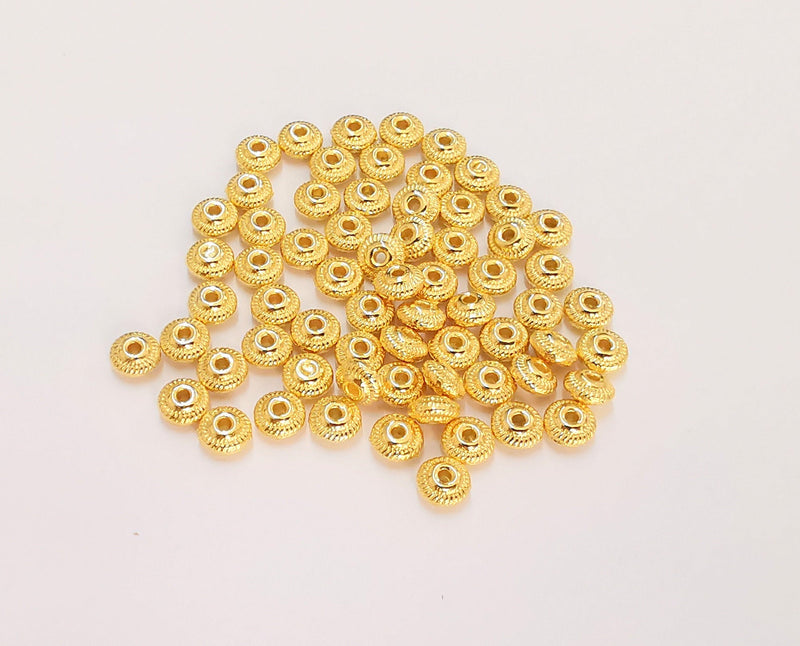 20 Rondelle Beads 24K Shiny Gold Plated Beads (5mm)  G22916