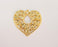 2 Hearts Flower Charms 24k Shiny Gold Plated Charms (31x31mm)  G22919