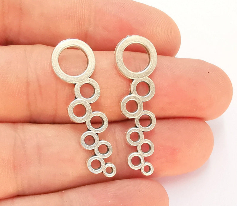 5 Circle Charms Antique Silver Plated Charms (36x11mm) G22518