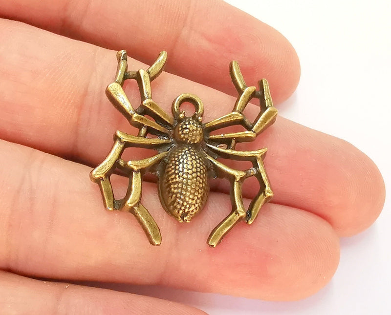 2 Spider Charms Antique Bronze Plated Charms (34x30mm)  G22526