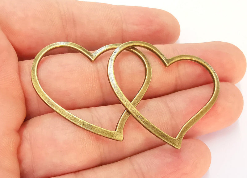 5 Hearts Charms Antique Bronze Plated Charms (39x35mm)  G22534