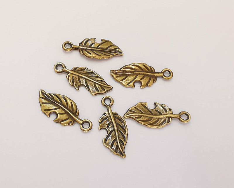 20 Leaf Charm Antique Bronze Plated Charms (21x9mm) G22547