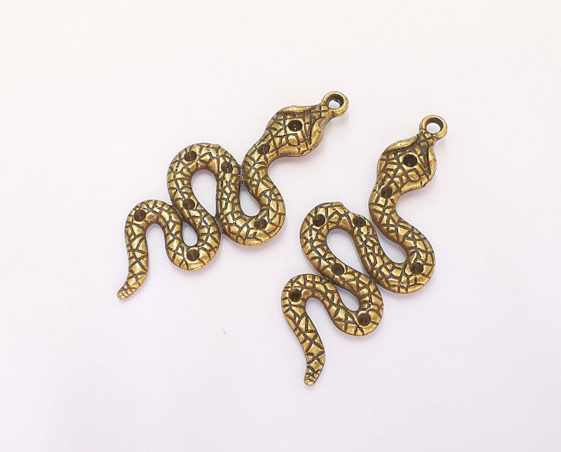 2 Snake Charms Antique Bronze Plated Charms (49x21mm)  G22550