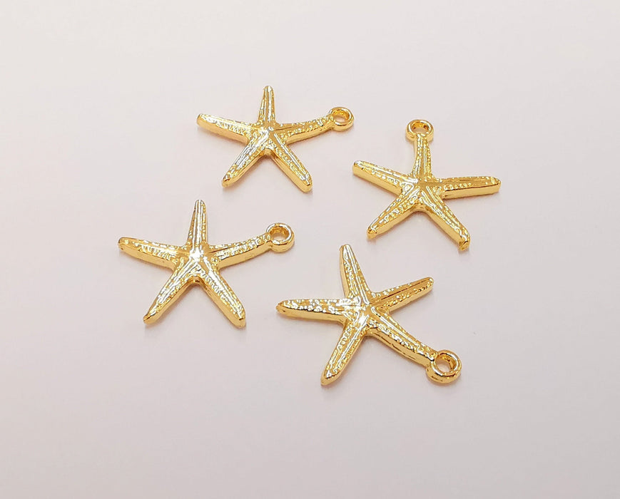 5 Starfish Charms 24K Shiny Gold Plated Charms (20x17mm)  G22926