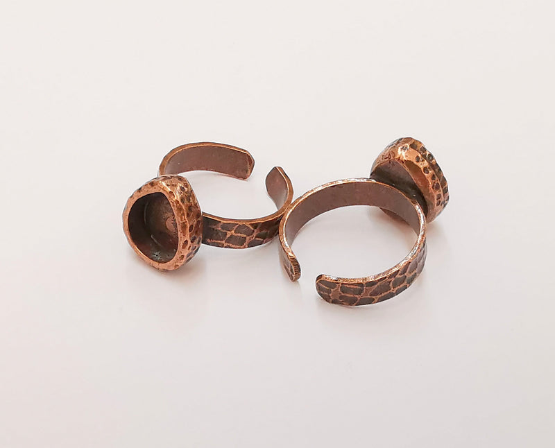 Copper Ring Blank Setting Cabochon Base inlay Ring Backs Mounting Adjustable Ring Base Bezel (10x8mm blank) Antique Copper Plated G22932