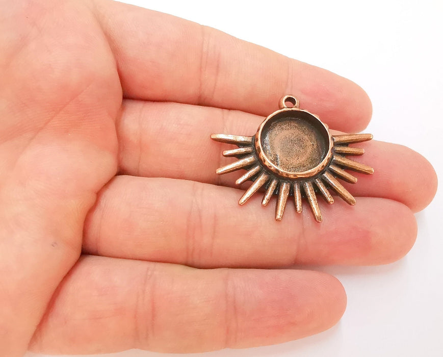 Sun Charms Blank Bezel Resin Bezel Mosaic Mountings Antique Copper Plated Charms (40x34mm)( 16 mm Bezel Inner Size)  G22933