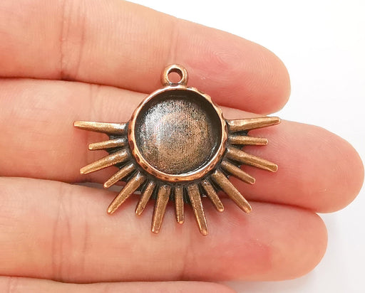 Sun Charms Blank Bezel Resin Bezel Mosaic Mountings Antique Copper Plated Charms (40x34mm)( 16 mm Bezel Inner Size)  G22933