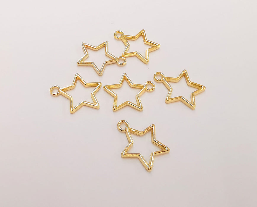 5 Star Charms 24k Shiny Gold Plated Charms (19x15mm)  G22934