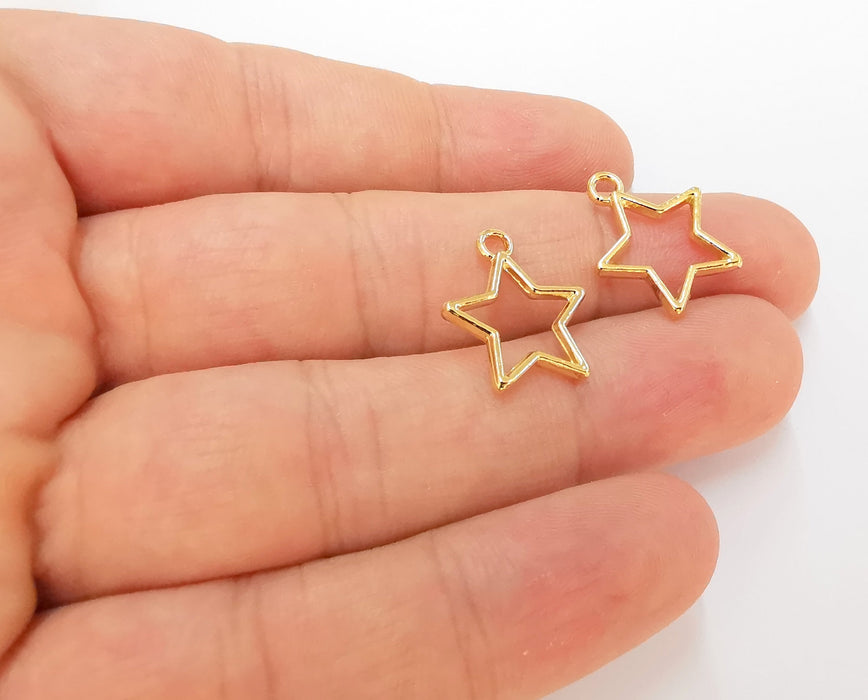 5 Star Charms 24k Shiny Gold Plated Charms (19x15mm)  G22934