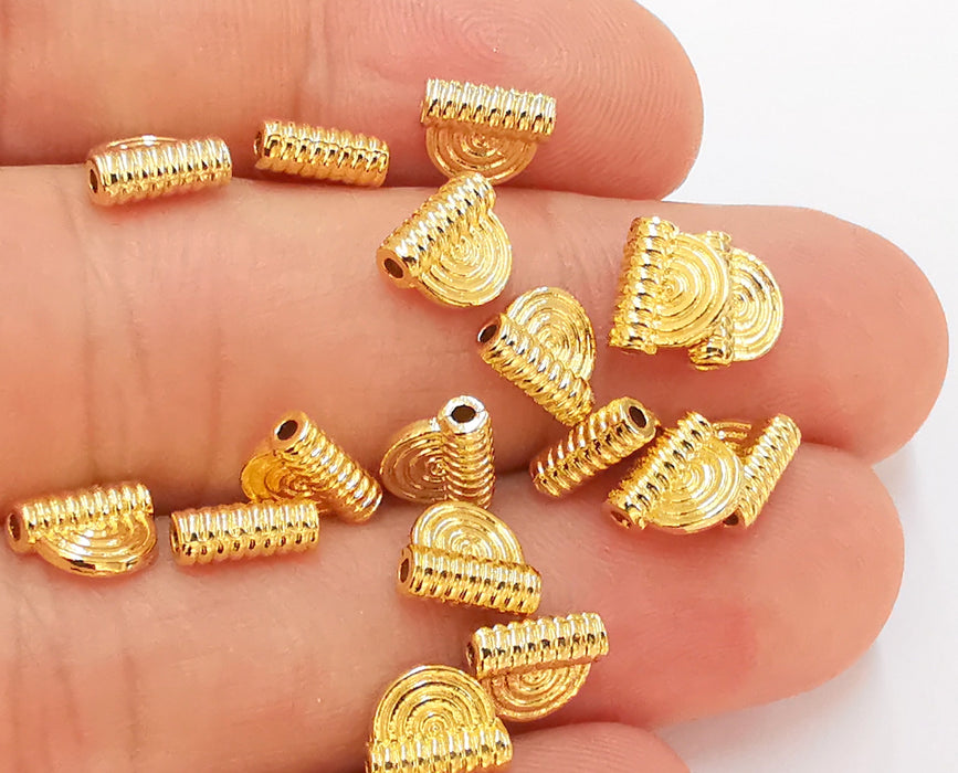 10 Shiny Gold Plated Beads (8x6mm) G22935