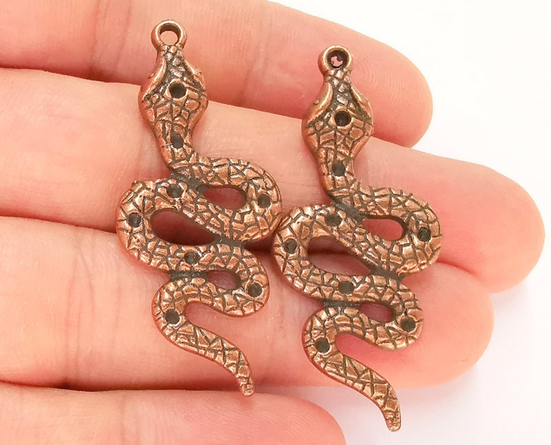 2 Snake Charms Antique Copper Plated Charms (49x21mm)  G22554