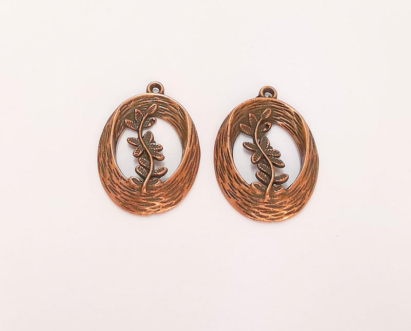 4 Flower Charms Antique Copper Plated Charms (30x21mm)  G24792