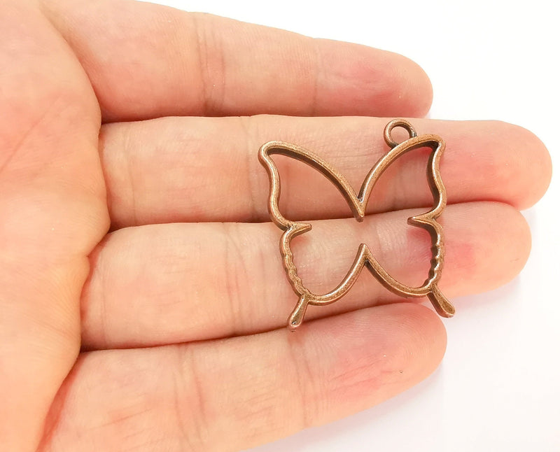 2 Butterfly Charms Antique Copper Plated Charms (35x32mm) G22579