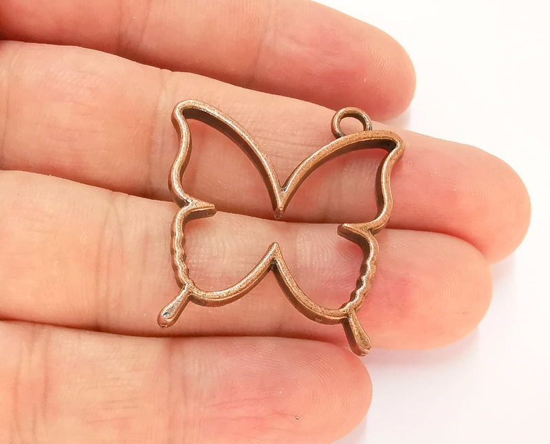 2 Butterfly Charms Antique Copper Plated Charms (35x32mm) G22579