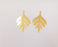 2 Leaf Charms 24k Shiny Gold Plated Brass Charms (36x22mm)  G22583