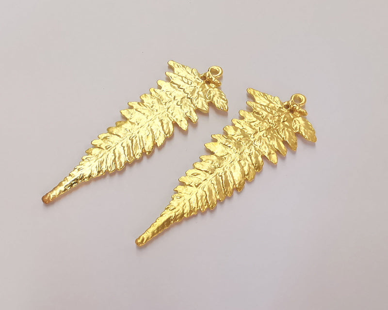 2 Leaf Charms Gold Plated Charms (57x22mm)  G22586