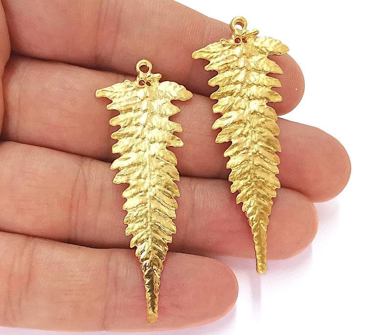 2 Leaf Charms Gold Plated Charms (57x22mm)  G22586