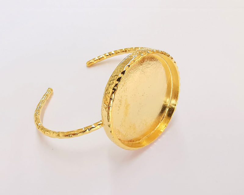 Shiny Gold Hammered Bracelet Blanks Settings Cuff Blanks Resin Blank İnlay Blank Adjustable Bracelet Gold Plated Bracelet (40 mm ) G22595