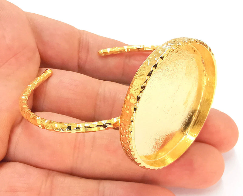 Shiny Gold Hammered Bracelet Blanks Settings Cuff Blanks Resin Blank İnlay Blank Adjustable Bracelet Gold Plated Bracelet (40 mm ) G22595