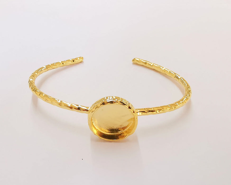 Shiny Gold Hammered Bracelet Blanks Settings Cuff Blanks Resin Blank İnlay Blank Adjustable Bracelet Gold Plated Bracelet (16 mm ) G22598