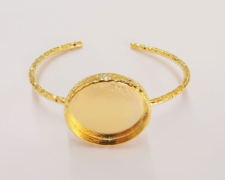 Shiny Gold Hammered Bracelet Blanks Settings Cuff Blanks Resin Blank İnlay Blank Adjustable Bracelet Gold Plated Bracelet (30 mm ) G22605