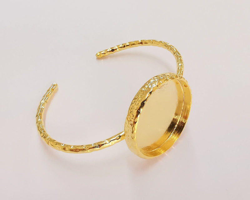 Shiny Gold Hammered Bracelet Blanks Settings Cuff Blanks Resin Blank İnlay Blank Adjustable Bracelet Gold Plated Bracelet (30 mm ) G22605