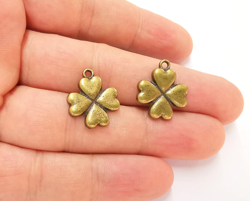 4 Heart Charms Antique Bronze Plated Charms (20x17mm) G22606