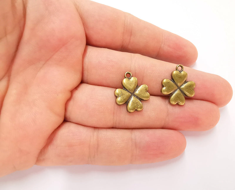 4 Heart Charms Antique Bronze Plated Charms (20x17mm) G22606