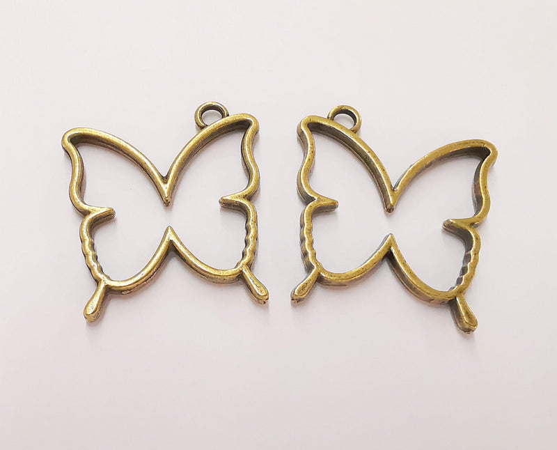 2 Butterfly Charms Antique Bronze Plated Charms (35x32mm) G24865