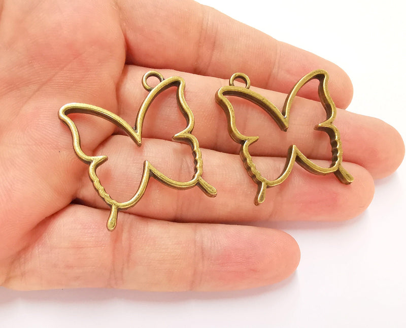 2 Butterfly Charms Antique Bronze Plated Charms (35x32mm) G24865