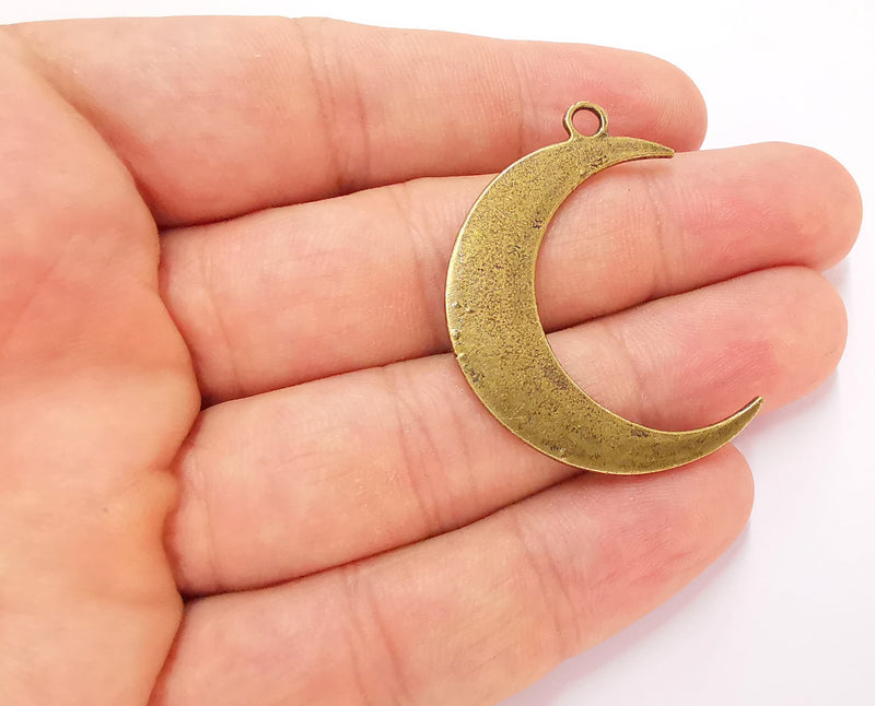 2 Crescent Charms Antique Bronze Plated Charms (43mm)  G22607