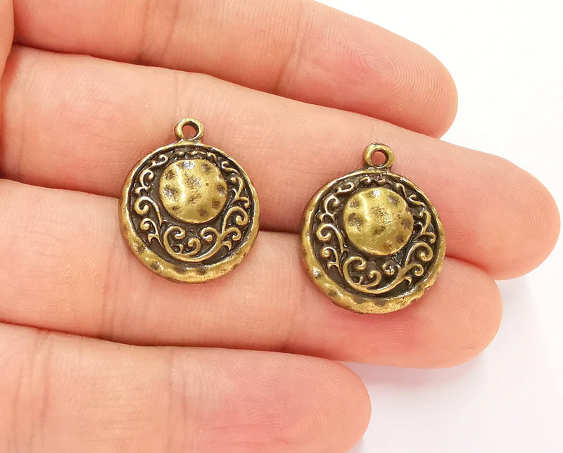 4 Silver Charms Antique Bronze Plated Charms (23x19mm)  G22609