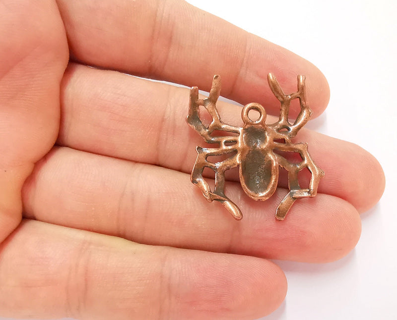 2 Spider Charms Antique Copper Plated Charms (34x30mm)  G22613