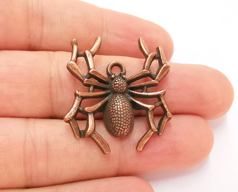 2 Spider Charms Antique Copper Plated Charms (34x30mm)  G22613
