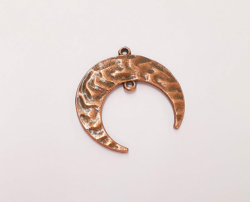 2 Crescent Charms Connector Antique Copper Plated Charms (32mm)  G22616