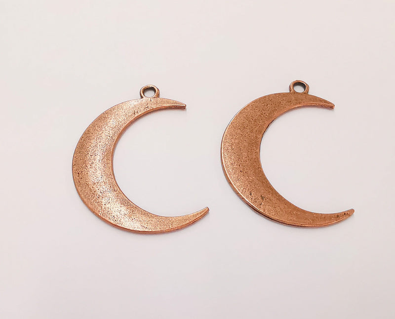 2 Crescent Charms Antique Copper Plated Charms (43mm)  G22620