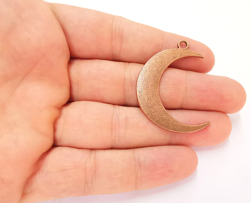 2 Crescent Charms Antique Copper Plated Charms (43mm)  G22620