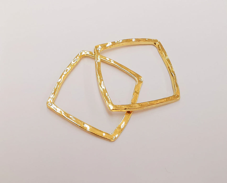 2 Square Connector Findings Shiny Gold Plated Geometric Findings (33mm)  G27246