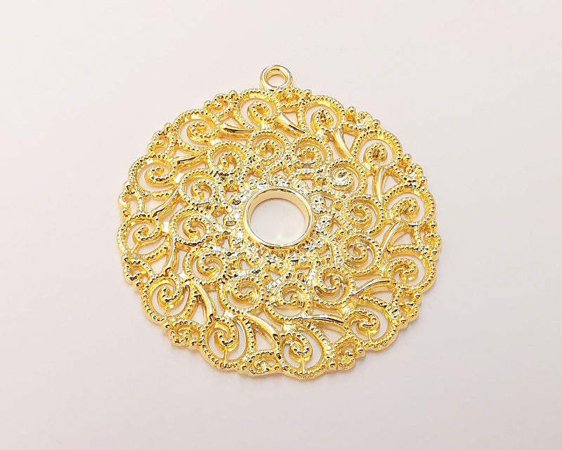 Filigree Pendant 24K Shiny Gold Plated Pendant (52x48mm)  G22942