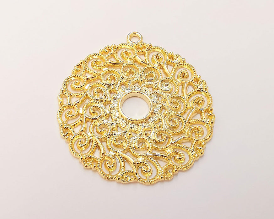 Filigree Pendant 24K Shiny Gold Plated Pendant (52x48mm)  G22942