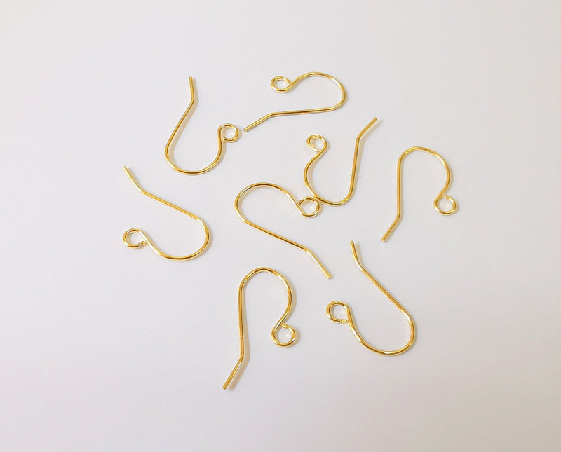 10 Gold Earring Hook 24k Shiny Gold Plated Brass Earring Hook Findings 10 Pcs (5 pairs) Nickel free and Lead free  G22951