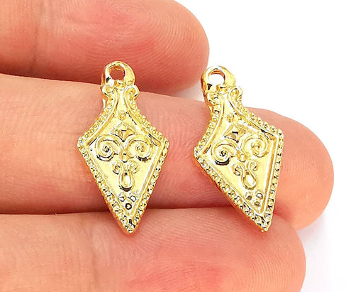 4 Gold Charms 24K Shiny Gold Plated Charms  (23x12mm)  G22631