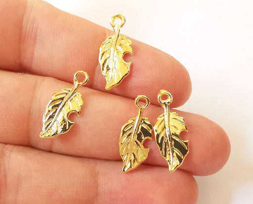8 Leaf Charms 24K Shiny Gold Plated Charms (21x9mm)  G22956