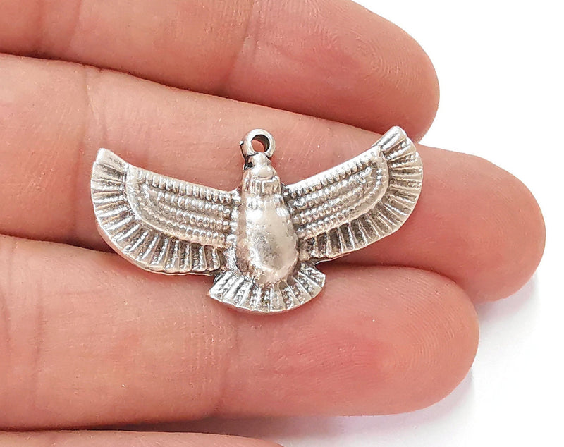 2 Eagle Charms Antique Silver Plated Charms (37x20mm) G22961