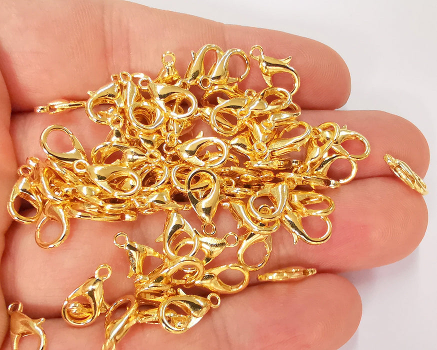 10 Gold Lobster Gold Plated Lobster Clasps Metal (12x7mm)  G22965