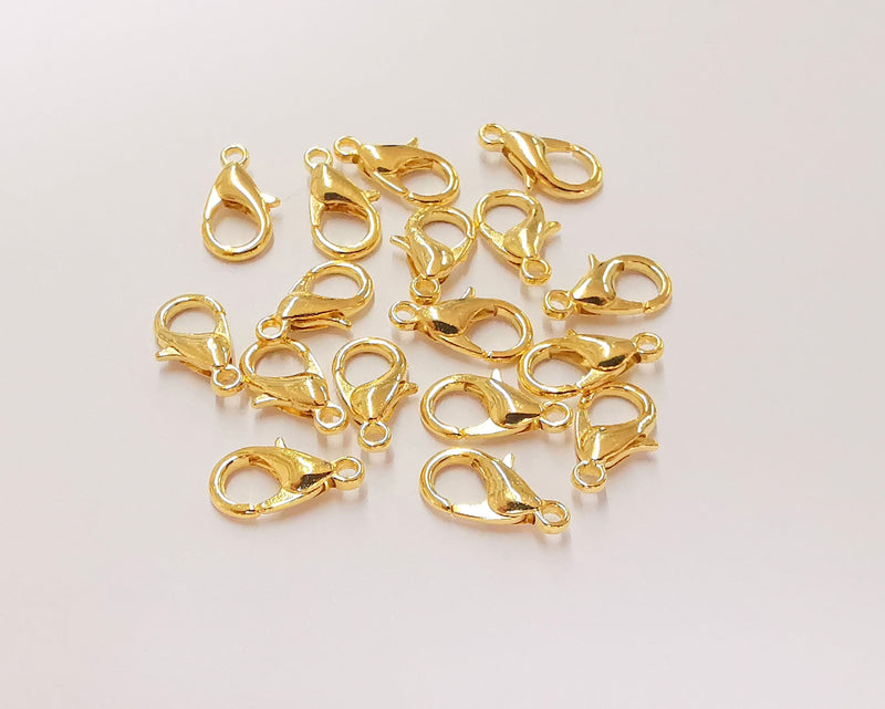10 Gold Lobster Gold Plated Lobster Clasps Metal (12x7mm)  G22965