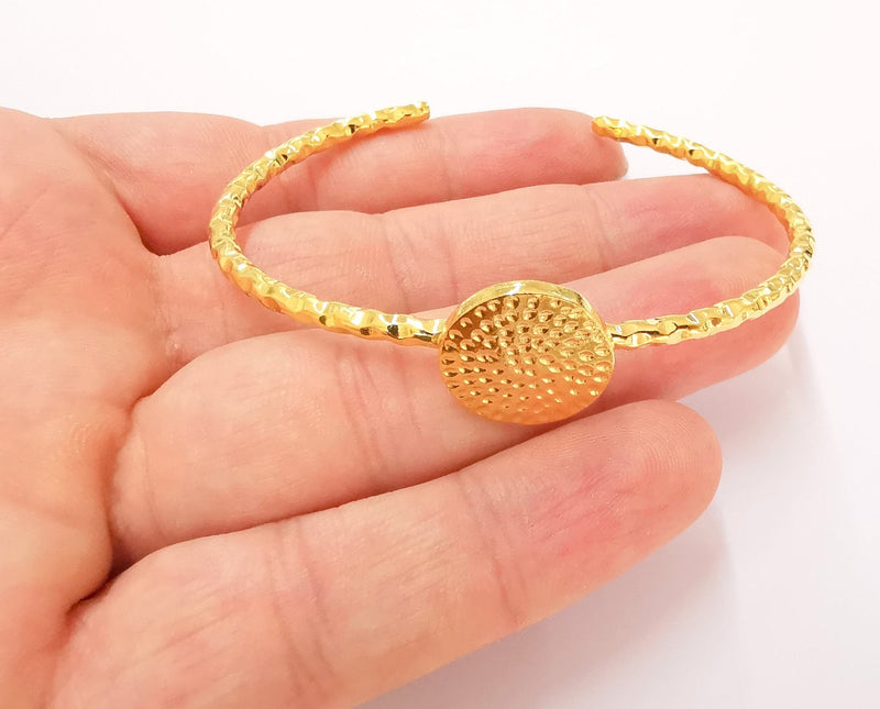 Shiny Gold Blanks Hammered Bracelet Blanks Cuff Blanks Adjustable Bracelet Blank Gold Plated Bracelet (18 mm Blanks ) G23145